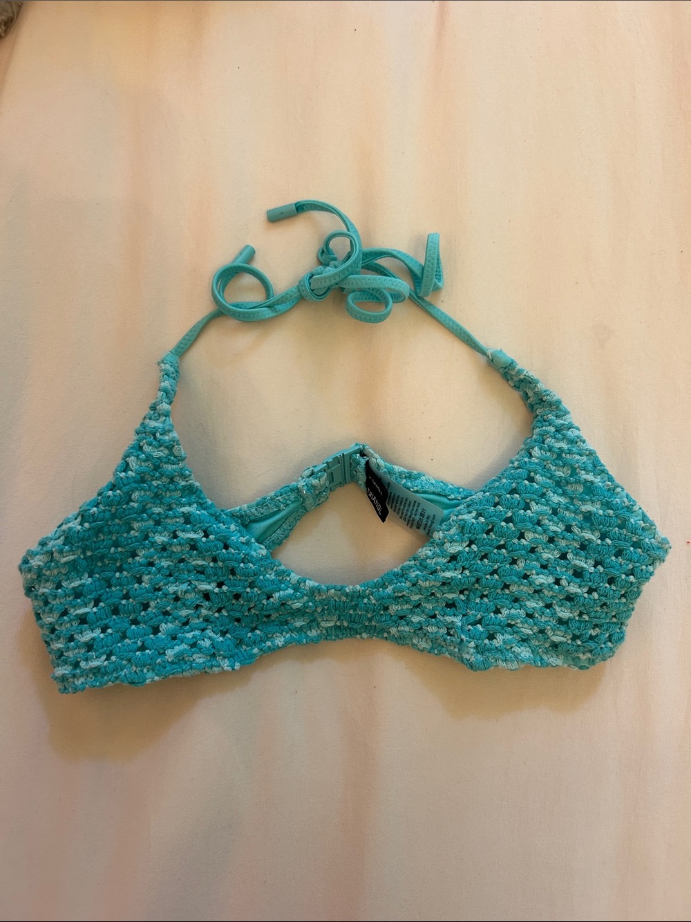 RARE triangl swimwear Crochet Bikini in Aqua Blue - Picture 2 of 6